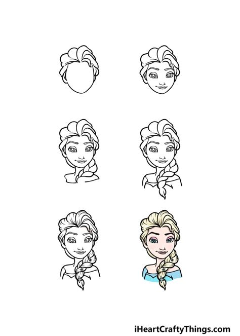 draw elsa step by step